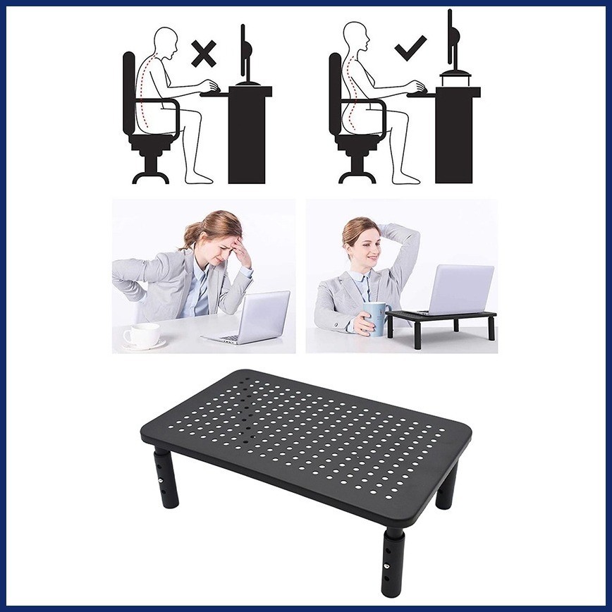 ∱ ↘ 3 Height Display Overhead Laptop Stand Monitor Stand Riser Black ...