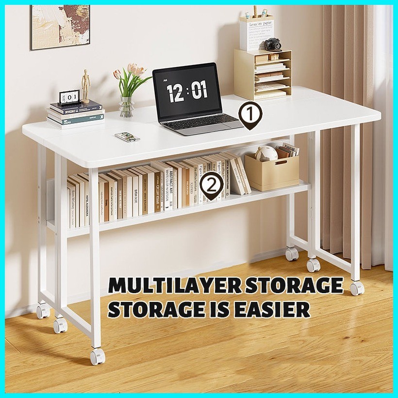 Folding Table Computer Table Study Table Office Table 2-layer folding ...
