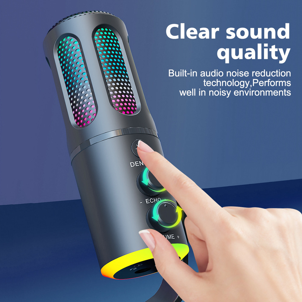 [COD] K18 USB Condenser Microphone RGB Gaming Mic Noise Canceling For ...