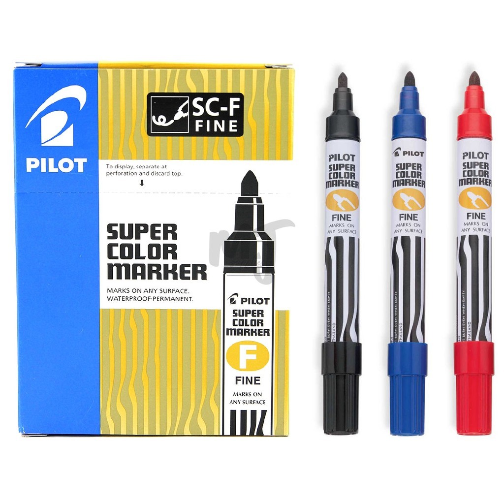 12 PCS. Pilot Super Color Permanent Marker FINE and BROAD (pentel pen ...