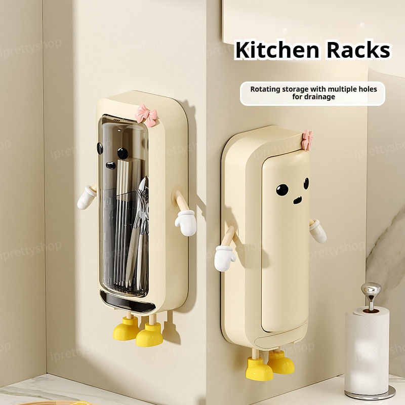 360° Rotating Drainage Rack Kitchen Racks Toothbrush Drain Wall Mounted ...