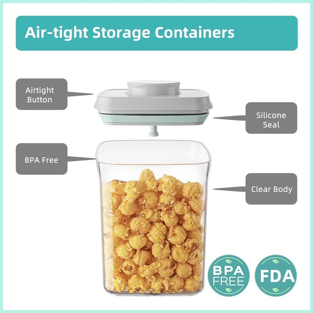 Ankou Airtight 1 Touch Button Clear Container With Scoop & Holder ...