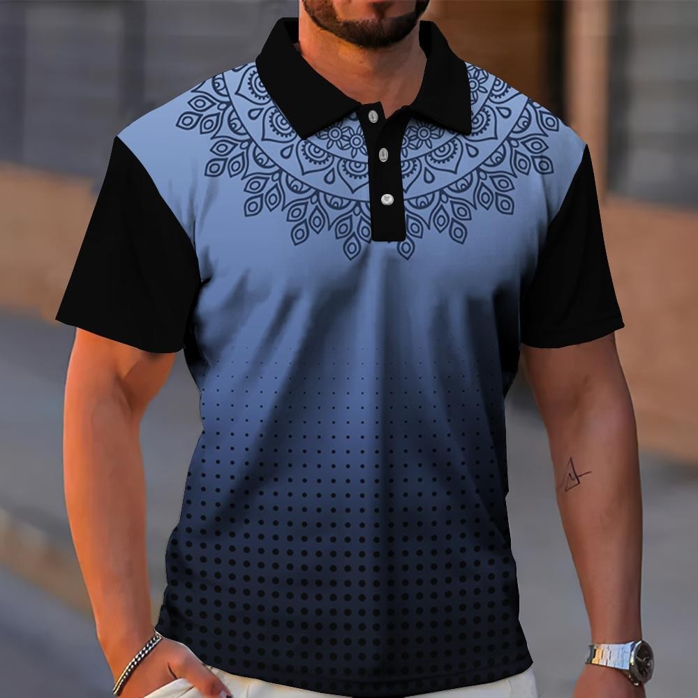 Bohemian Attire Bench Polo Shirt For Men Bohemian Style Retro