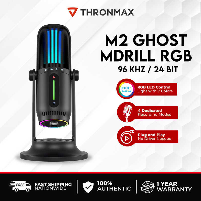 MDRILL Ghost THRONMAX RGB USB Podcast Microphone, PC Dynamic Microphone ...