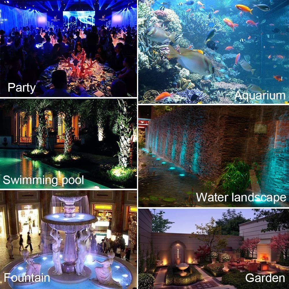 36 LED RGB Submersible Pond Spotlight Remote Control Garden Landscape ...
