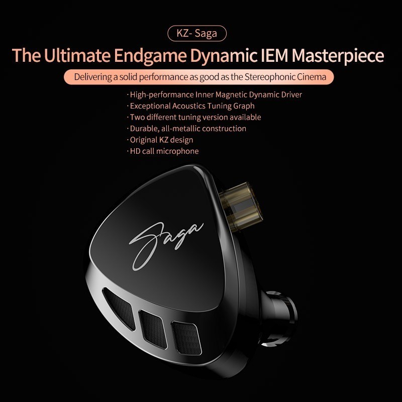 KZ Saga Headphones Metal Monitor Dynamic Unit Sports Music Headphones