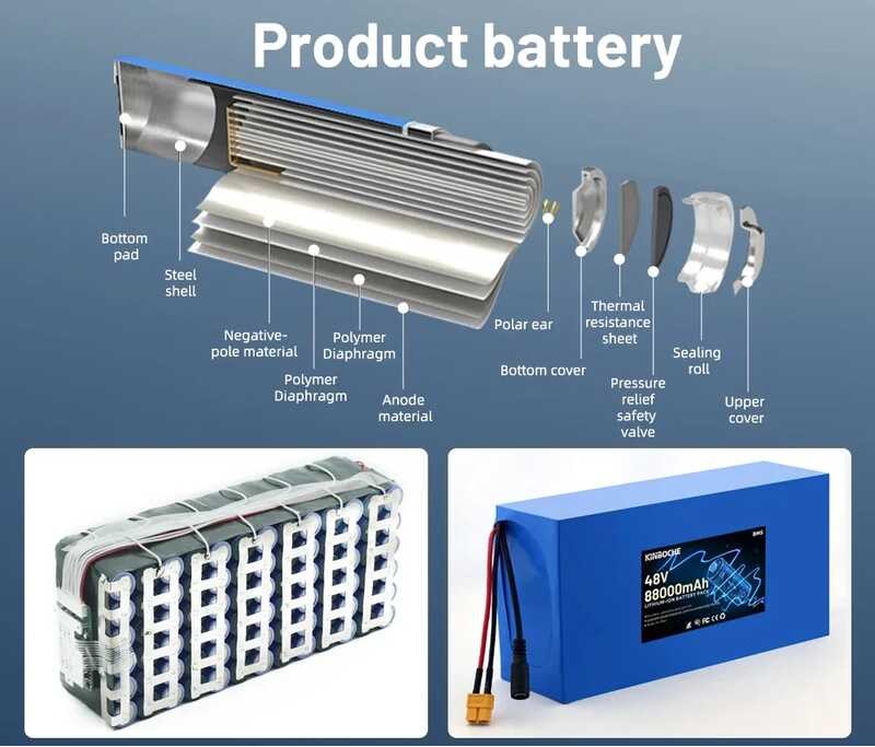 88Ah 48V 13S6p Lithium Battery Pack, BuiltIn 50A Bms, Used For 2000W