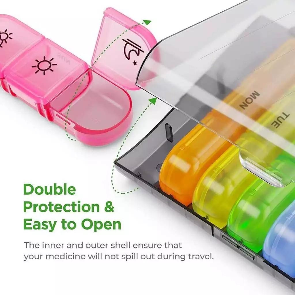 21 Grids Portable Travel Pill Box 7 Days Organizer 3 Times One Day with ...