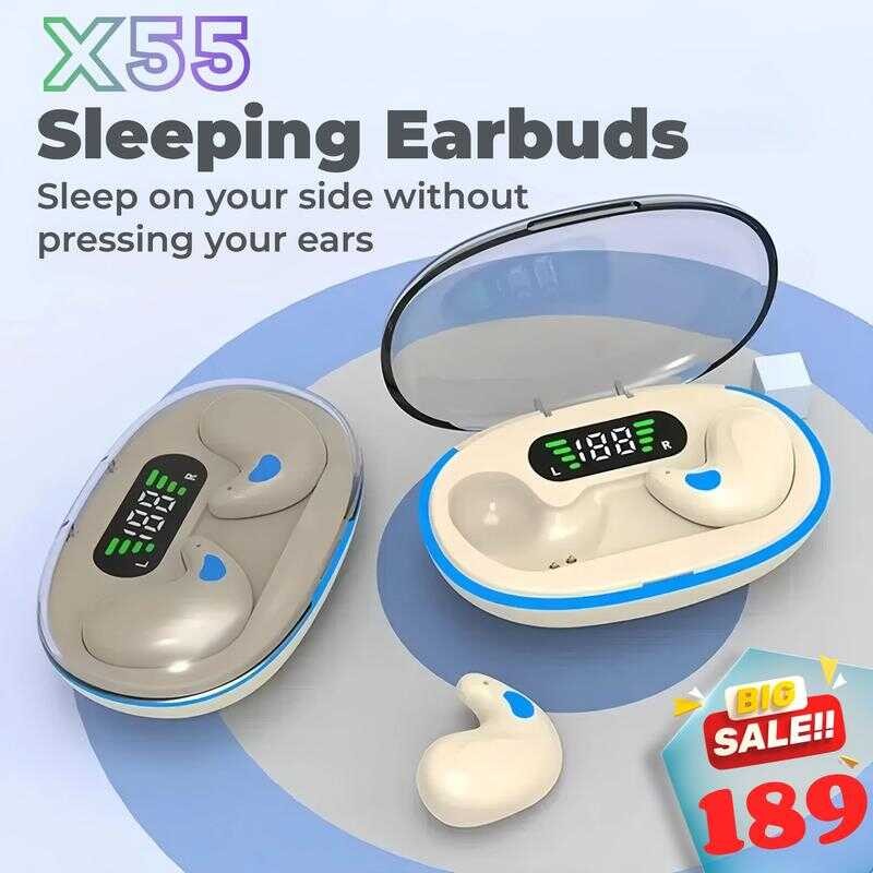 KY X55 Sleeping Earbuds (2 Freebies:1 Cartoon Stickers+1 Game Sleeve ...