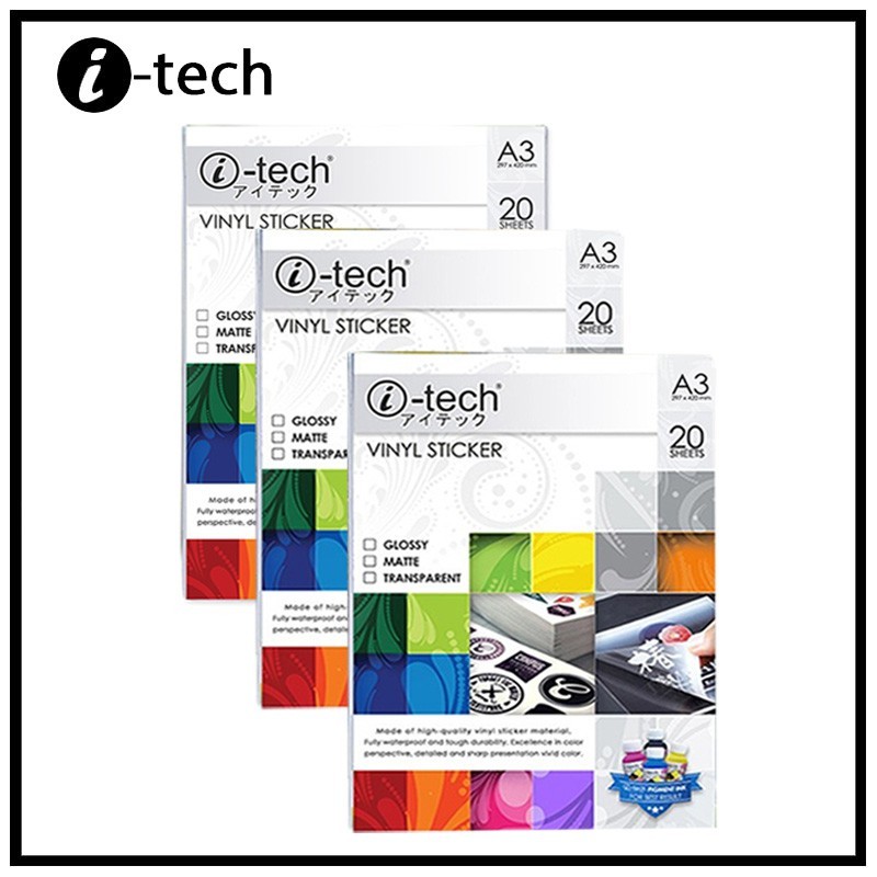 i-tech A3 Printable Waterproof Vinyl Sticker A4 For Decals & Product ...