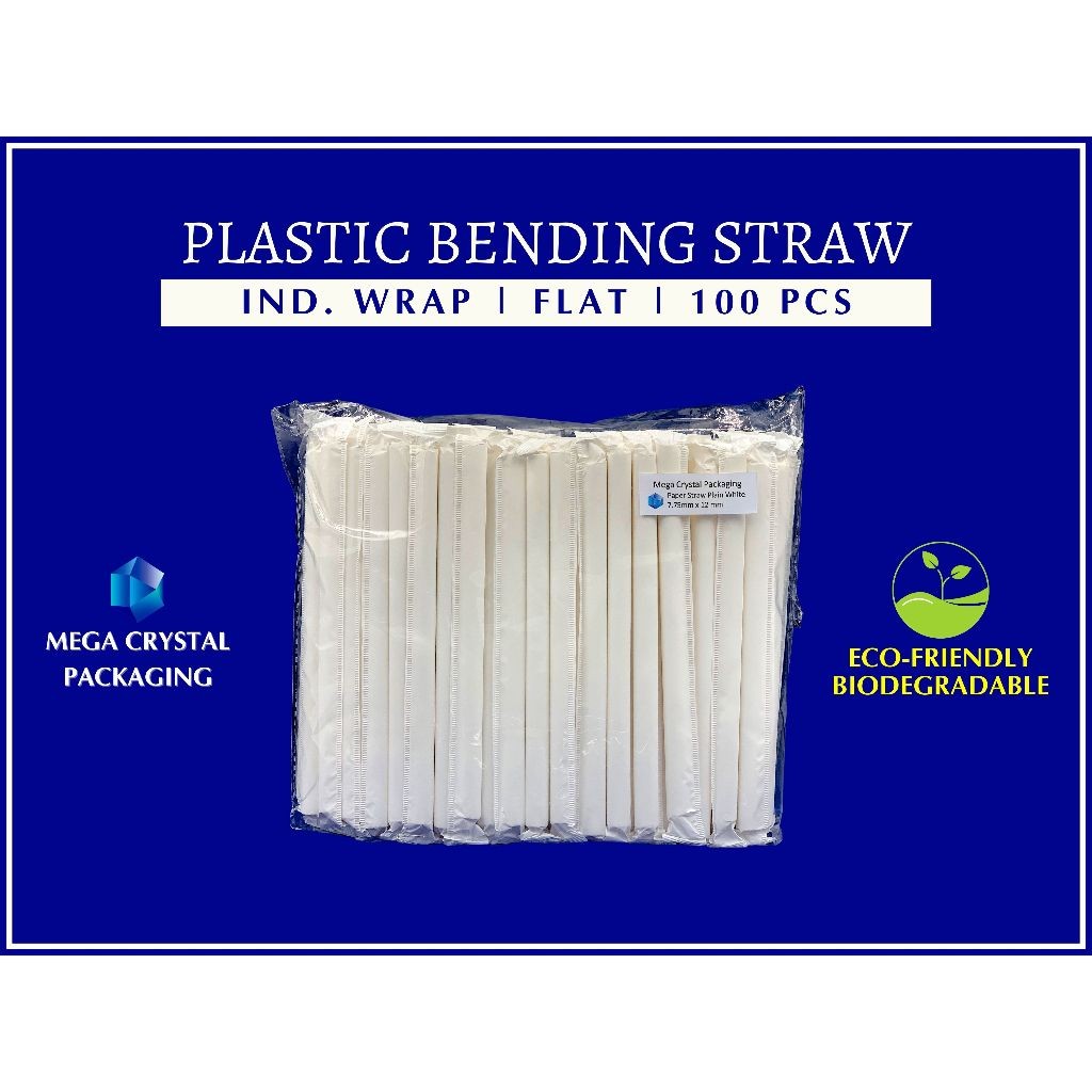 [ 25 pcs Pointed / 100 pcs Flat ] Individually Wrap Paper Sago Straw ...
