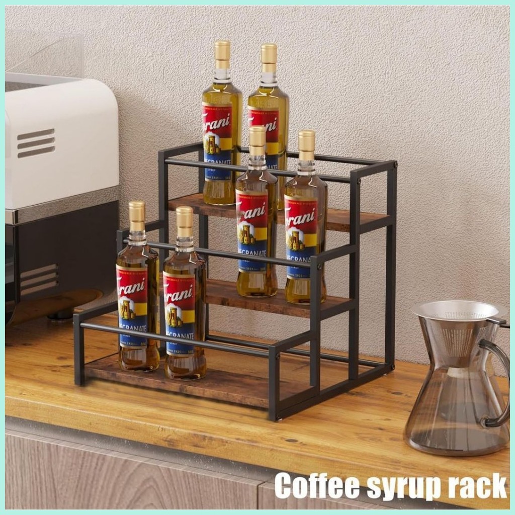 Coffee Syrup Rack Organizer Spice Rack 3 Tier Rack Wine Storage Stand ...