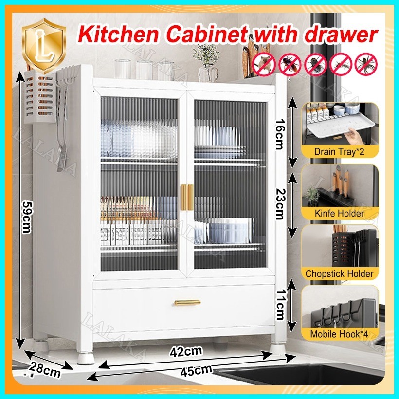 Lalaka Kitchen Dish Rack Cabinet Organize Carbon Steel Paint Countertop ...