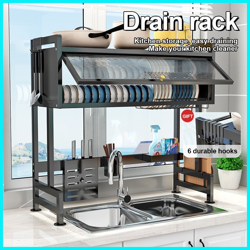 Multi-functional Dish Cabinet Kitchen Rack Drainer Plate Drying Rack ...