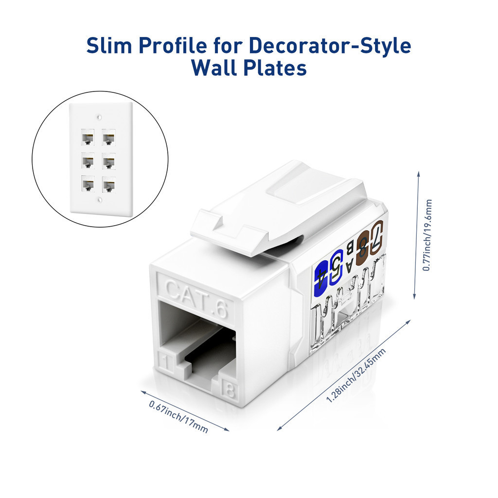 ZoeRax 1PCS RJ45 Cat6 Keystone Jacks Slim Profile 90-Degree Ethernet ...
