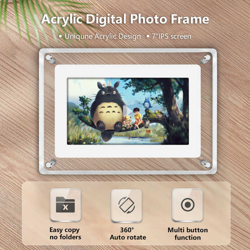 7 pulgada Acrylic Digital Frame, 1500mAh Battery, lPS Screen Photo ...