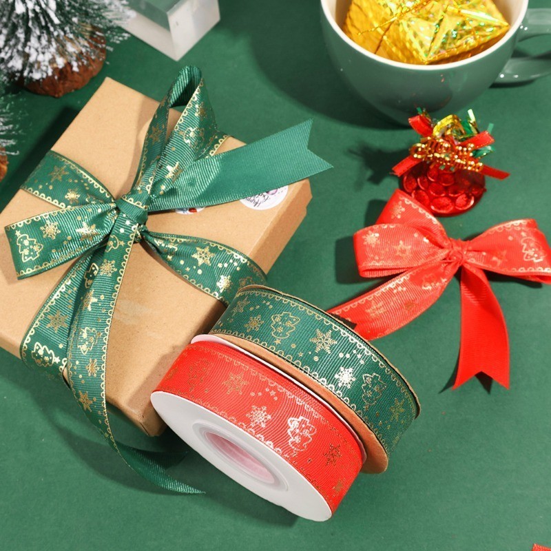 45/22M Christmas Presents Wrapping Ribbon - Christmas Tree Bowknot ...