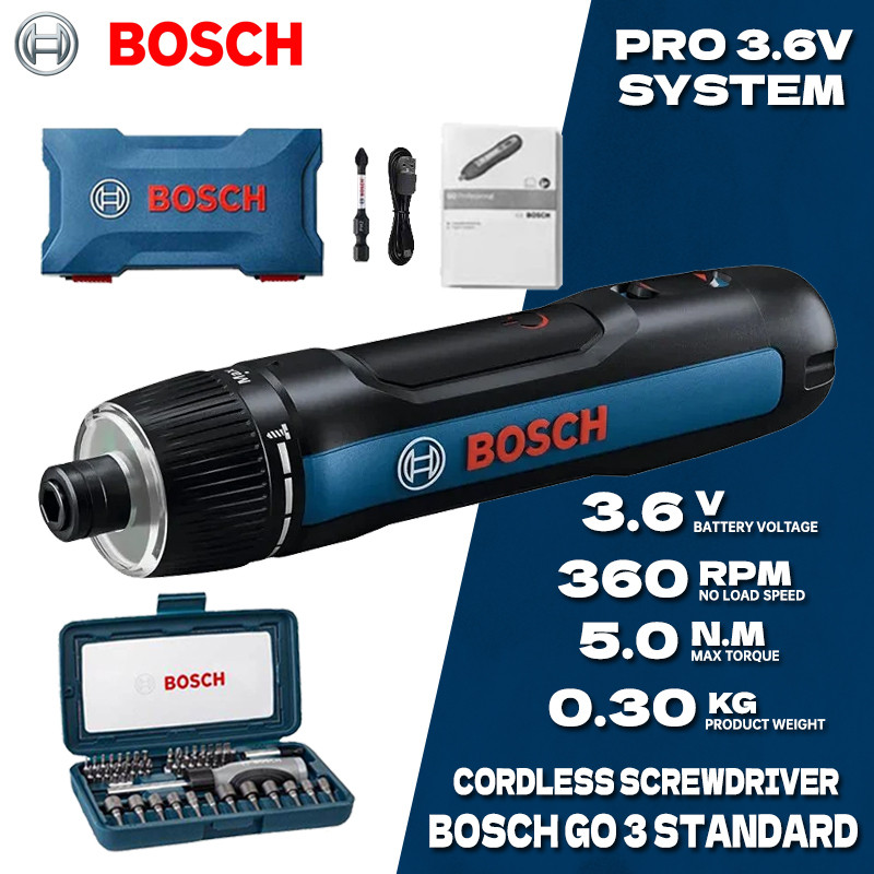 BOSCH GO 3 Screwdriver 3.6V LithiumIon Battery Rechargeable Cordless