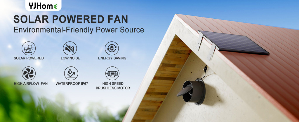 DC Solar Air Fan Mini Exhaust Fan 4Inch Whole-House Fan 8W Solar ...