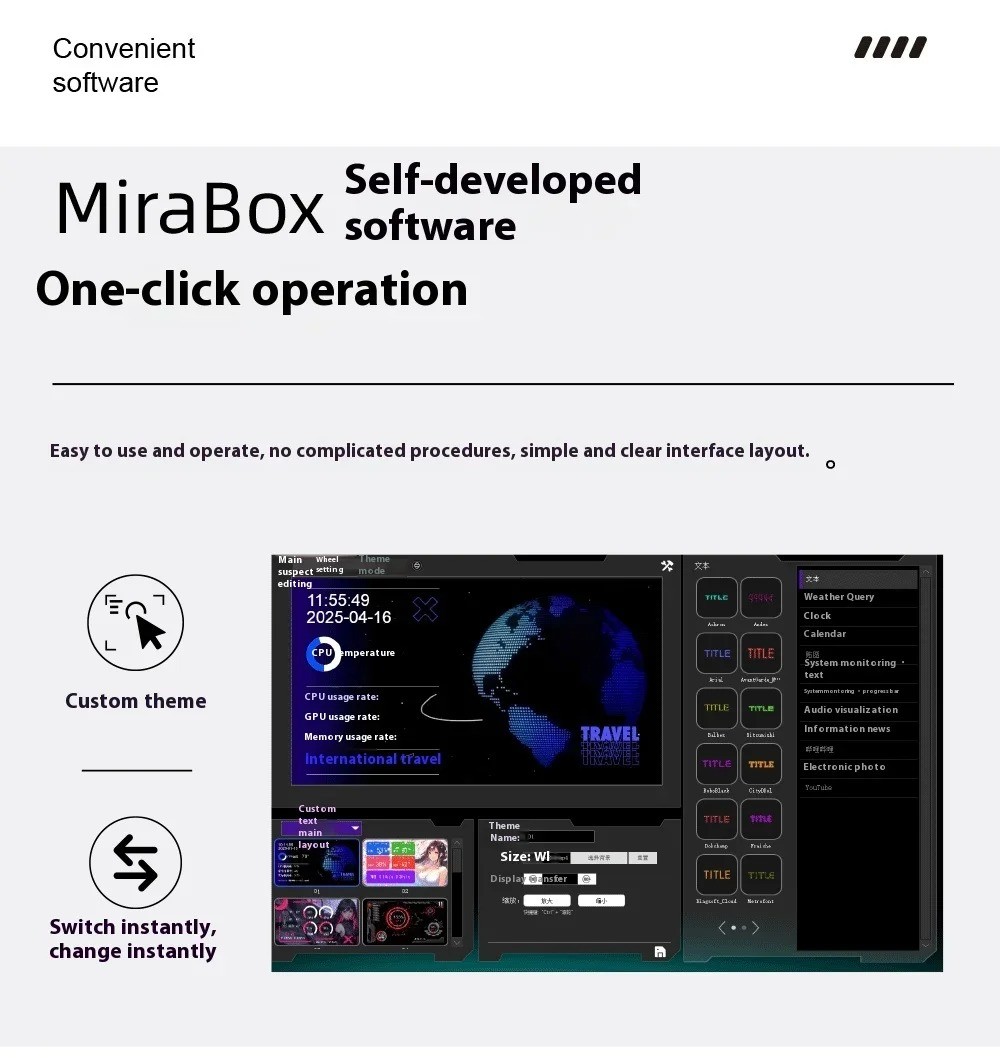 Mirabox D5 Chassis USB Secondary Screen - 5 Inch PC Monitoring Display ...
