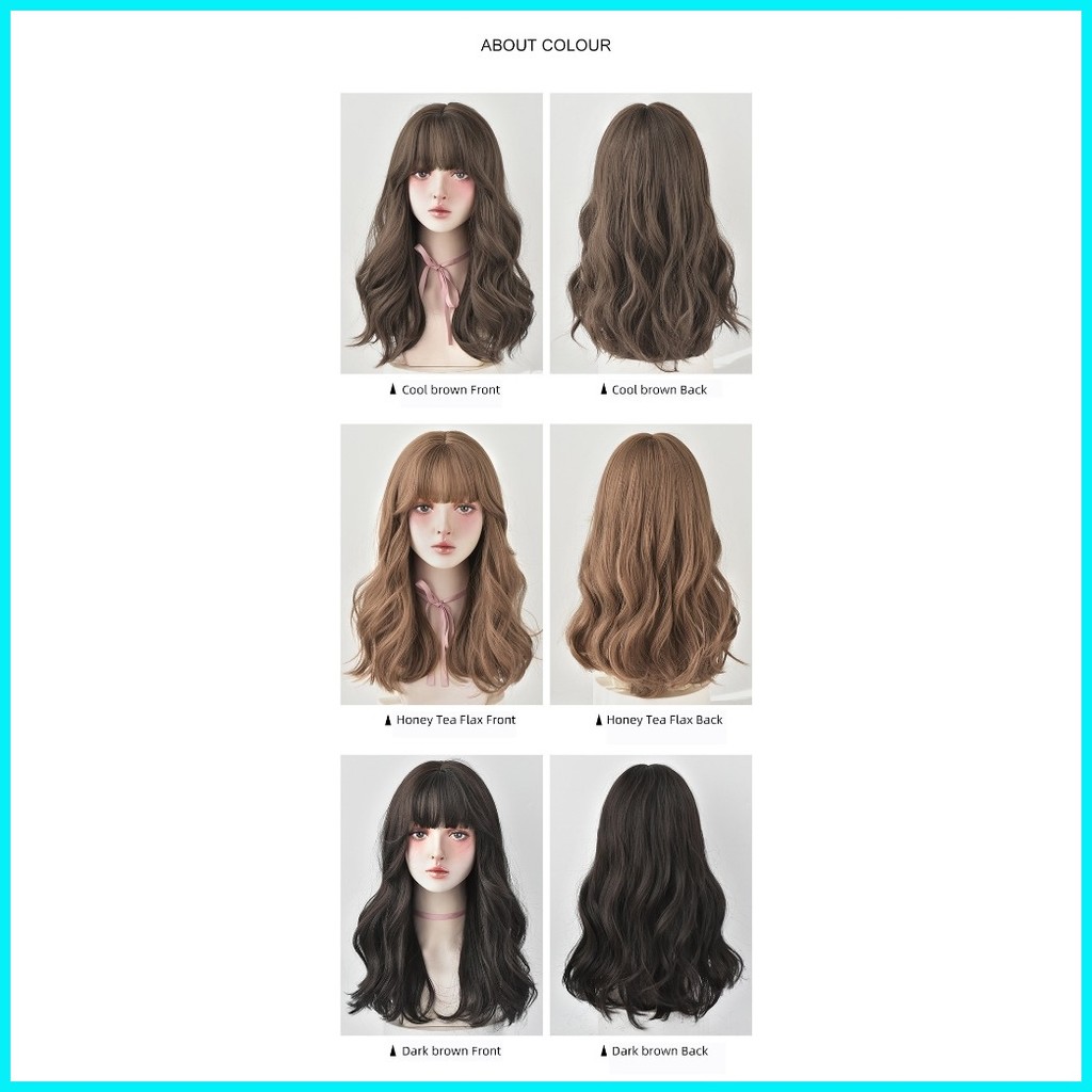 Seven Queen 52CM Wig Female Long Hair Full Headgear Long Curly Hair Air ...