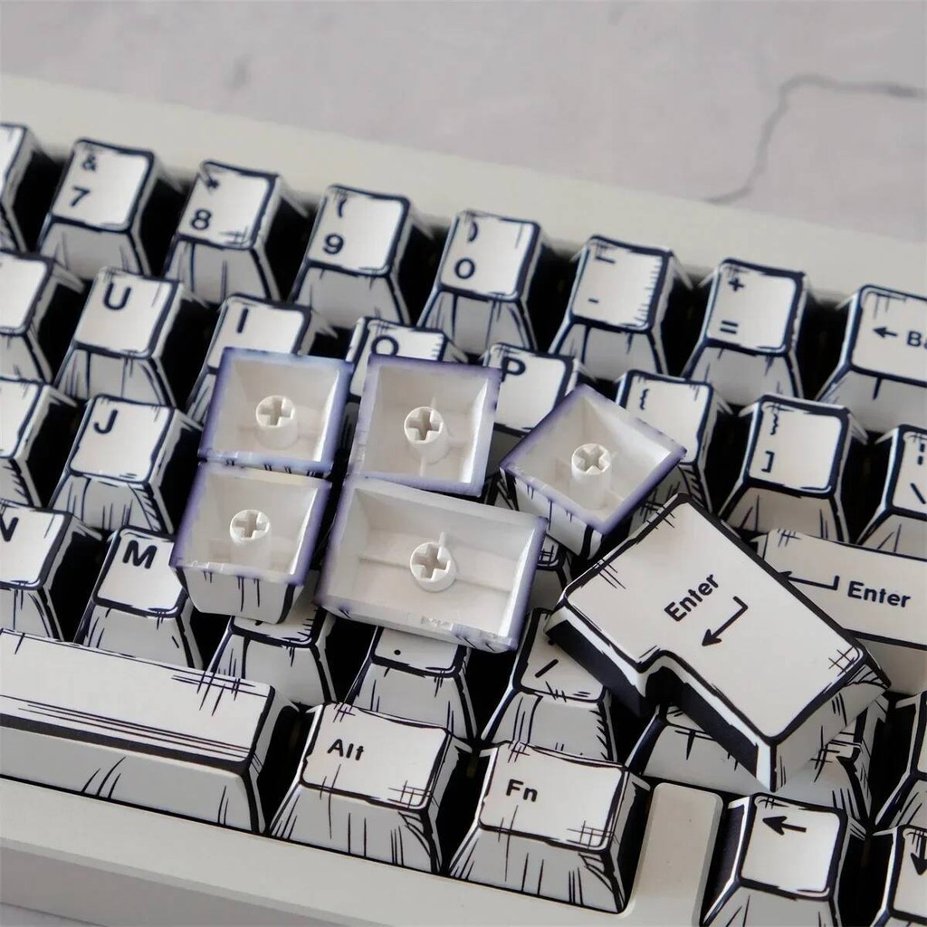 Keys 151 Comic Theme Keycap Alice Set PBT Manga Style Cap Cherry ...