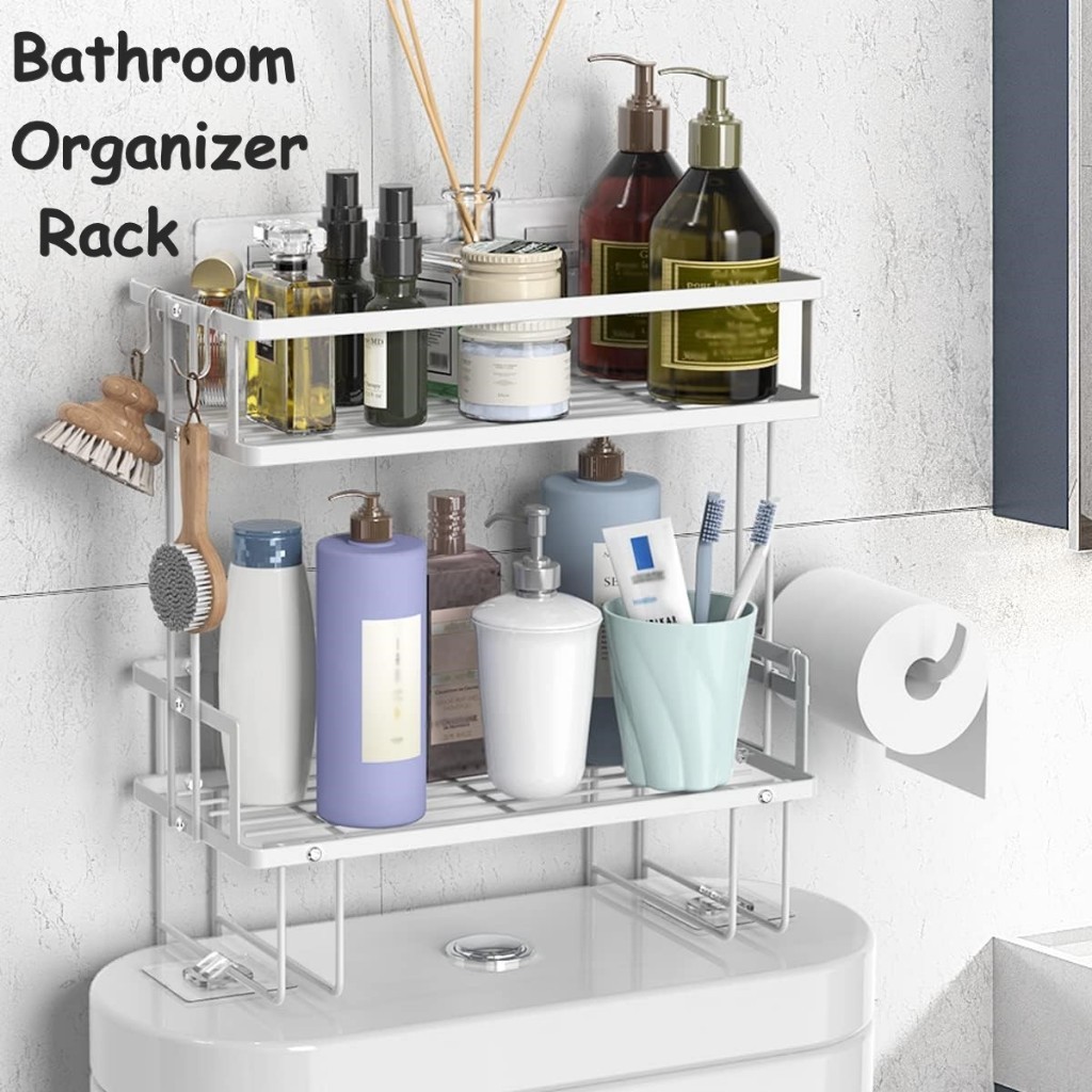 Bathroom Storage Rack Toilet Organizer Shelf Steel Toiletries Tool ...
