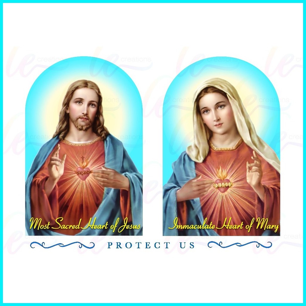 Twin Hearts of Jesus and Mary Acrylic Display Wall Art Home Decor ...