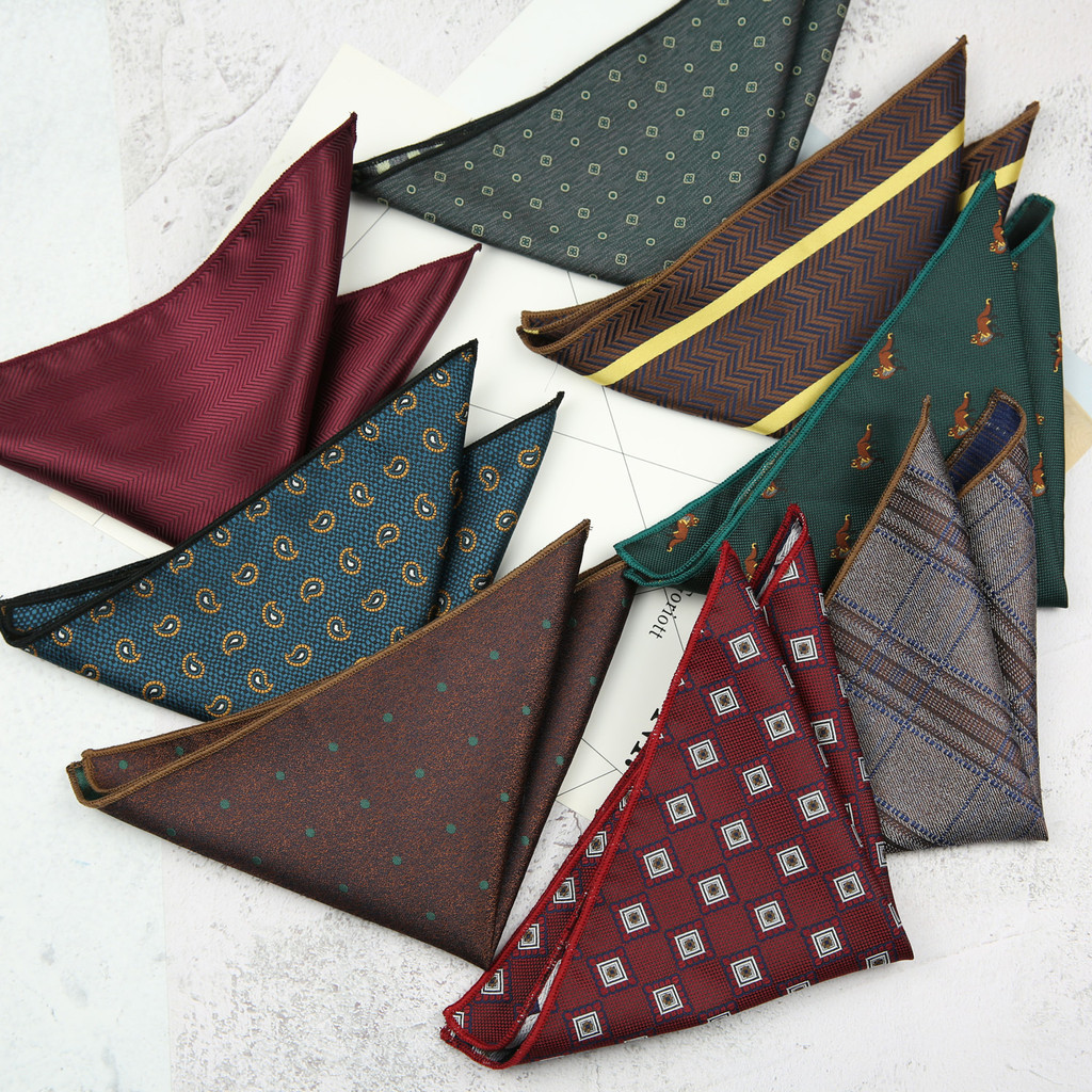 24cm Men's Suit Pocket Square Maroon Green Groom's Wedding Suit ...