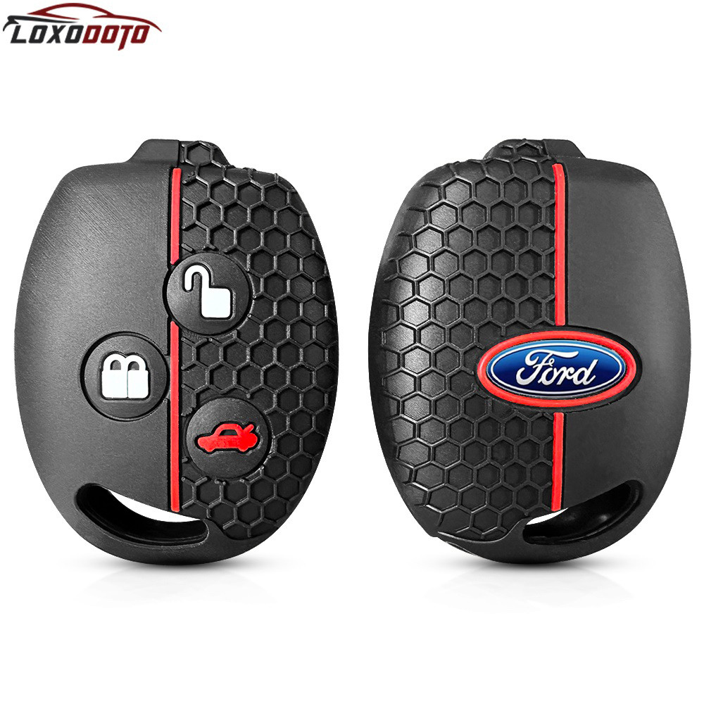 Custodia portachiavi in ​​pelle per auto Portachiavi telecomando 3 pulsanti adatto per Ford focus mk2 Fiesta MK7 Mk5 Mk6 Fusion Mondeo Mk3 Transit StreetKa
