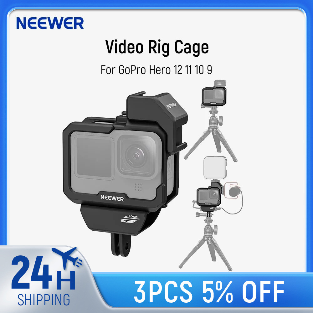 NEEWER Video Rig Cage Compatible with GoPro Hero 12 11 10 9 Light Mod ...