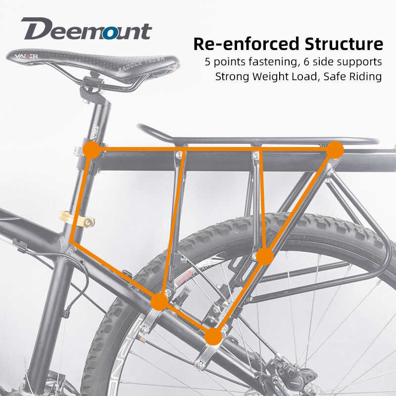 Deemount Heavy Duty Bicycle Lage Carrier Rear Cargo Rack Stand 24-29 ...