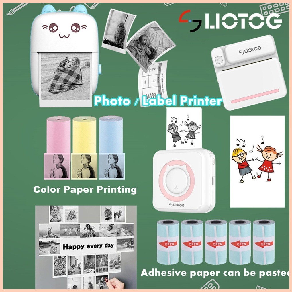 LIOTOG C19 Bluetooth Thermal Printer Photo Printer Mini Printer Paper