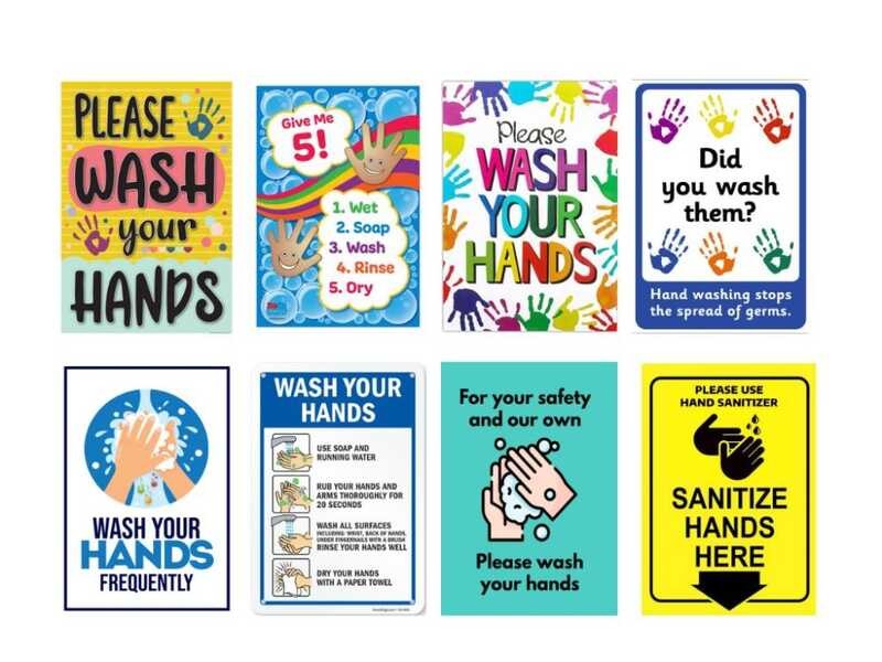 Sanitize Wash Your Hands (Laminated Signage And Waterproof Vinyl ...
