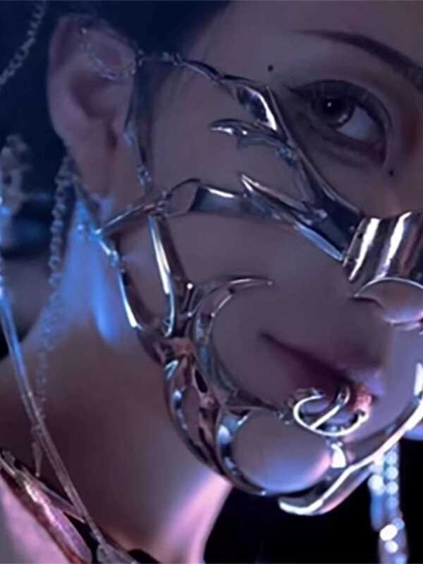 Cyberpunk Chin Metal Mask Female Face Mask Mouth Cover Male Cosplay ...