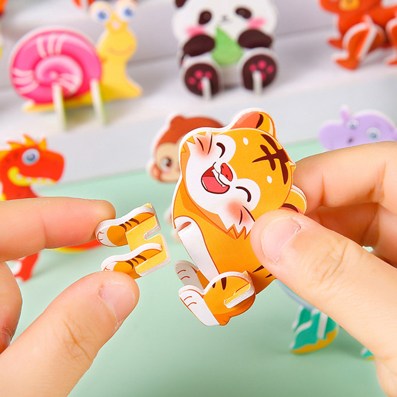 30pcs Animal 3D Puzzle Kids 3D Paper Puzzles Cartoon Animal Fun ...