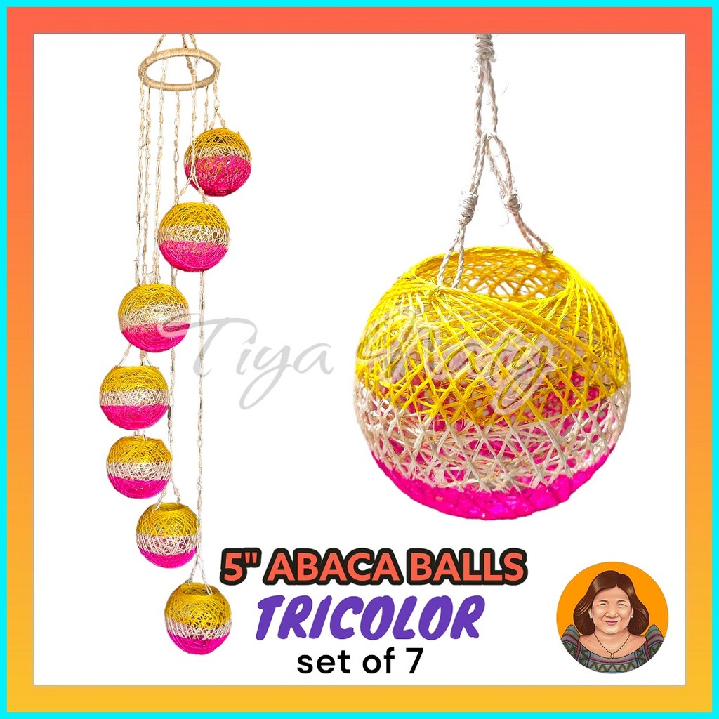 TIYA NATY Hanging Native Globe Abaca Rattan Balls String Indoor Outdoor ...