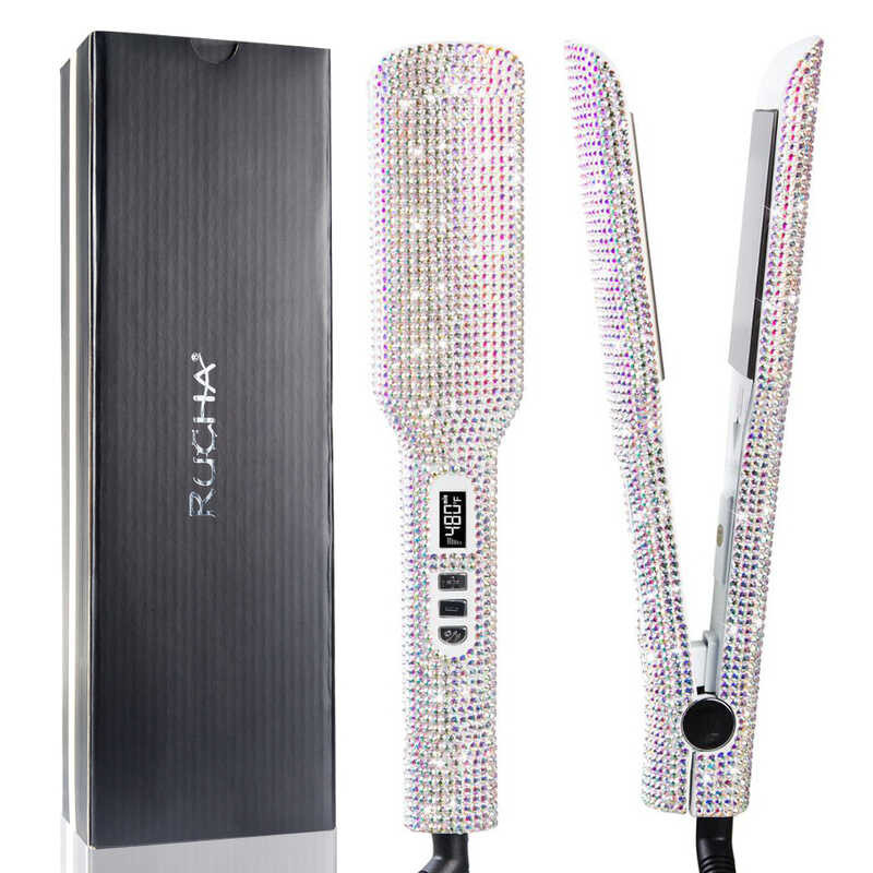 Rhinestone Flat Iron Titanium Hair Straightener Professional Dual