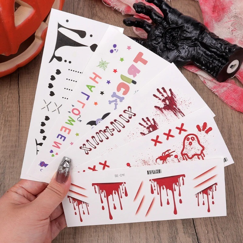 Lasting Halloween Temporary Tattoo Sticker Cute Realistic Horror Wound ...