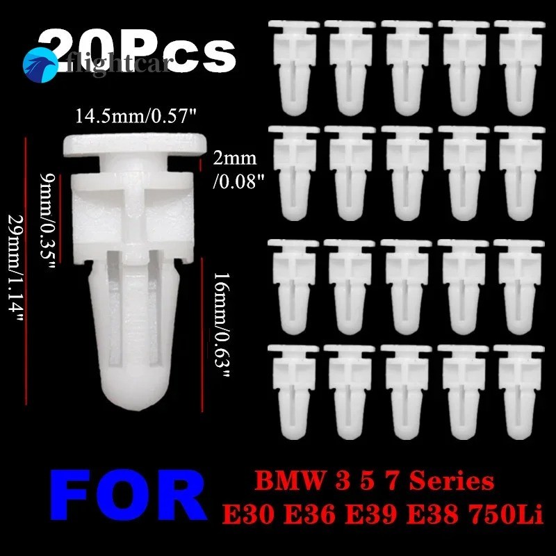 Lot De 15 Clips De Fixation Pour Seuil De Portière BMW - Blanc - Compatible Série 3 E21 E30 E36