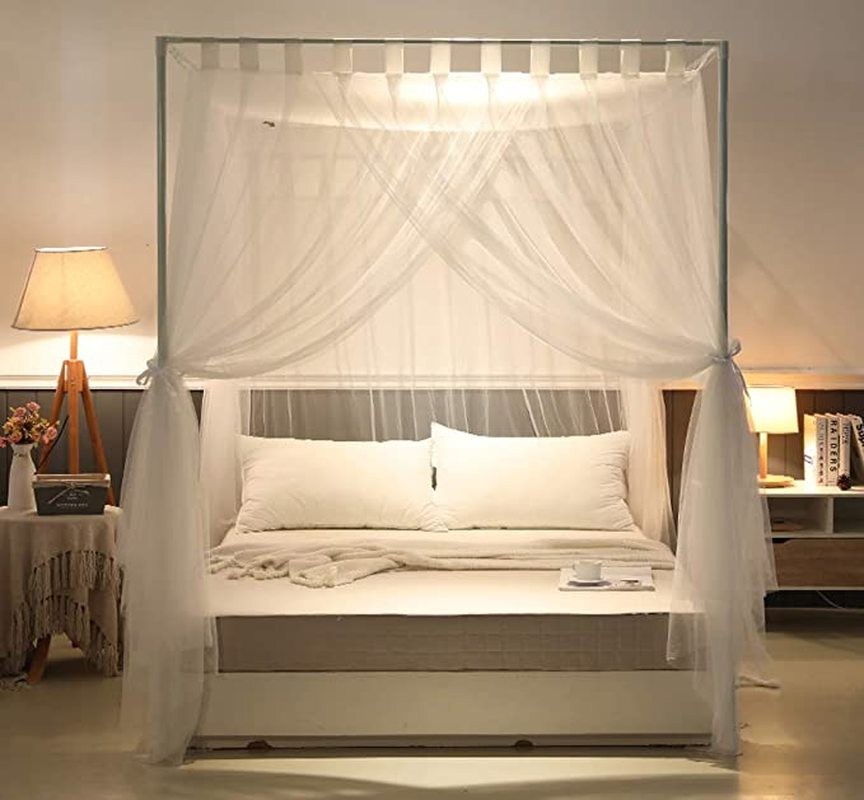Simple 4 Corners Post Curtain Canopy Frame Canes Bed Accessories ...