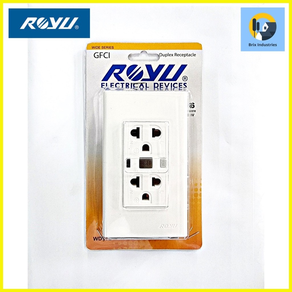 ∈ ♚ Royu Duplex GFCI Universal Outlet Set Wide Series WD933 Ground ...