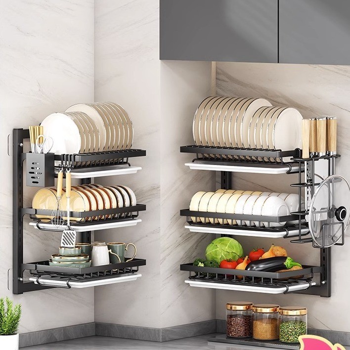 Household Kitchen Without Punching Wall Hanging Rack Simple Multi ...
