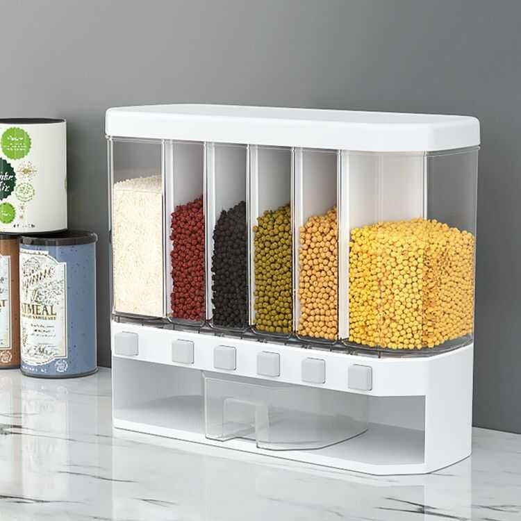 ox Kitchen Wall-Mounted Multi-Functional Compartment Rice Bucket Grain ...