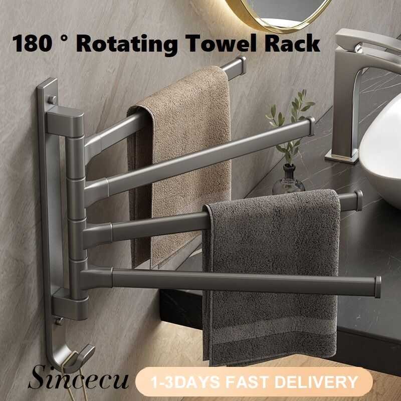 Sincecu Elegant 180° Rotating Wall-Mounted Towel Rack With Integrated ...