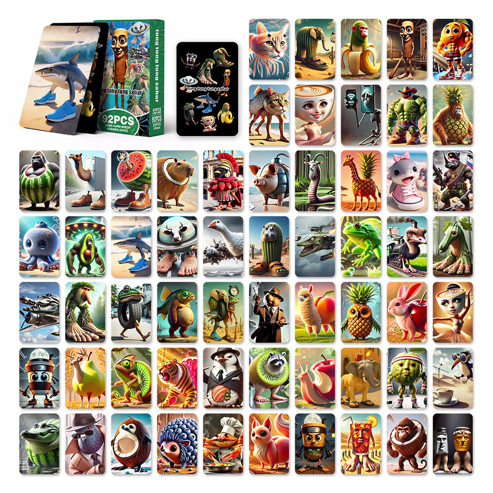 Italian Brainrot Game Cards 92pcs Tung Tung Tung Sahur Lomcoard ...