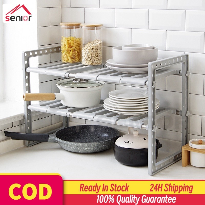 2 Tier Extensible Storage Rack Adjustable Under Sink Organizer ...