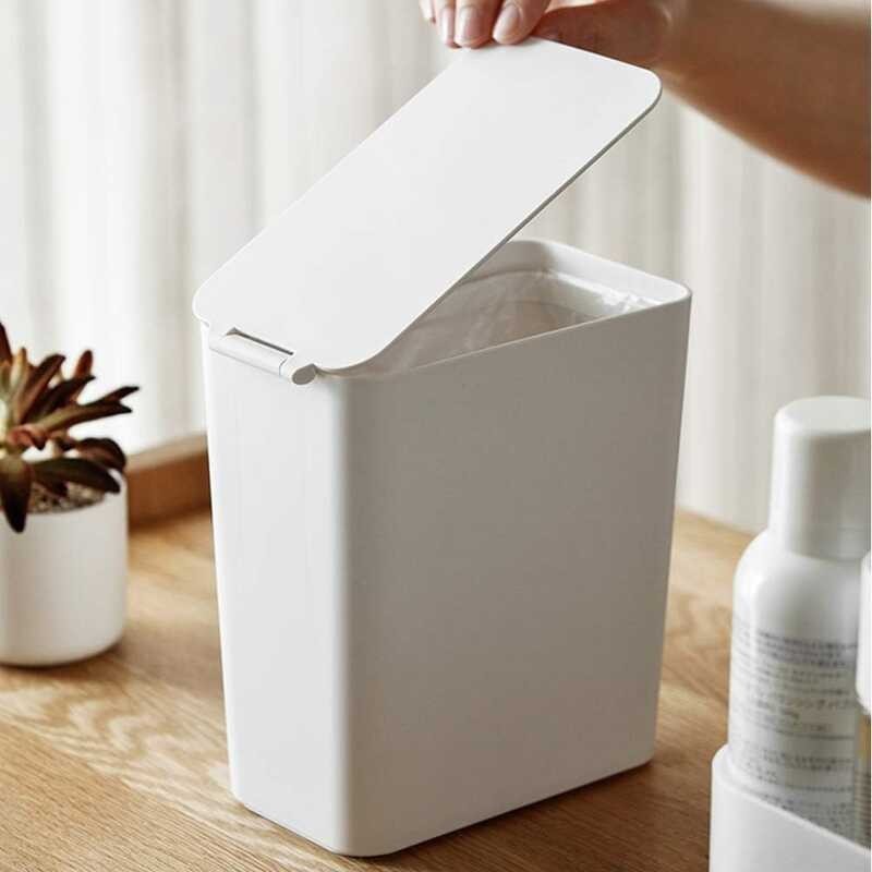 Kitchen Plus White Table Top Trash Bin at kama na may Fix Ring para sa ...