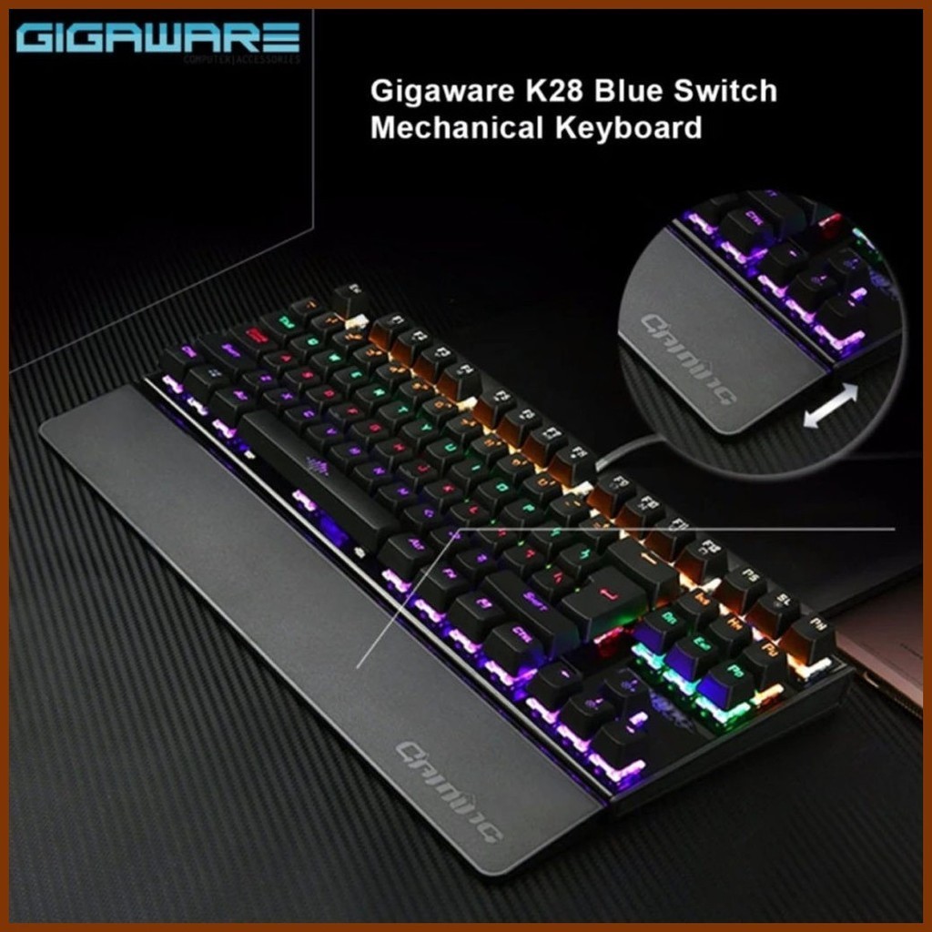 ↂ Mechanical Keyboard K28 Gaming Keyboard Backlit Mechanical 87 Keys ...