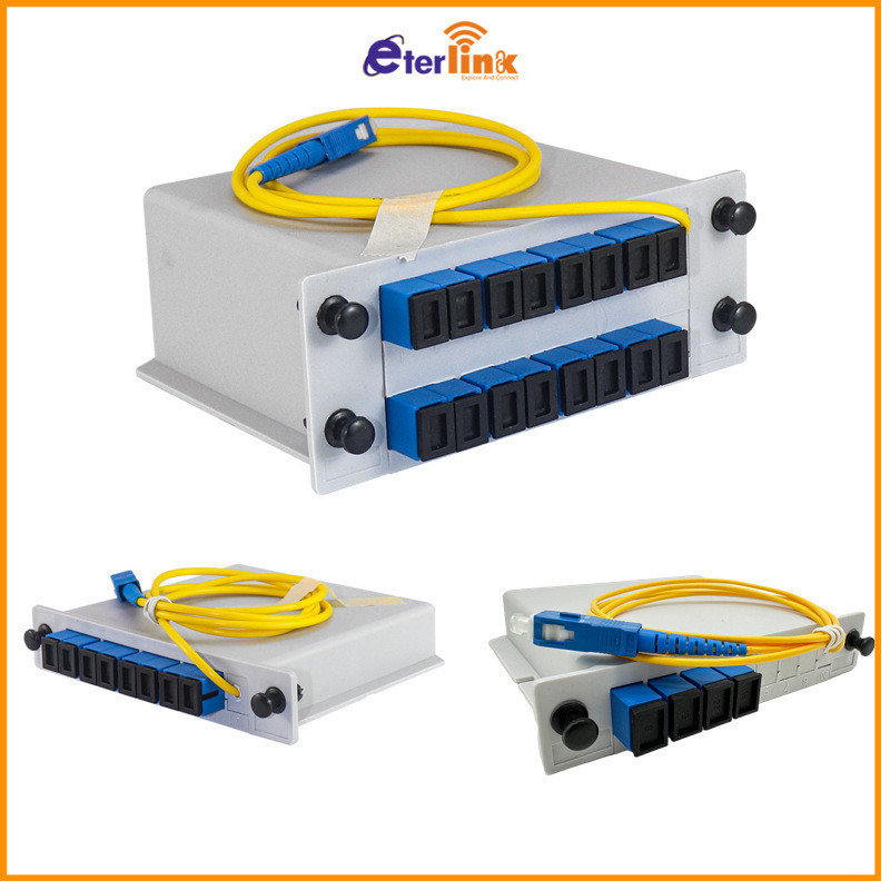 ¤ ☑ ♞,♘Cassette Splitter 4 8 16 Port UPC Blue PLC Fiber Optic Box Type ...